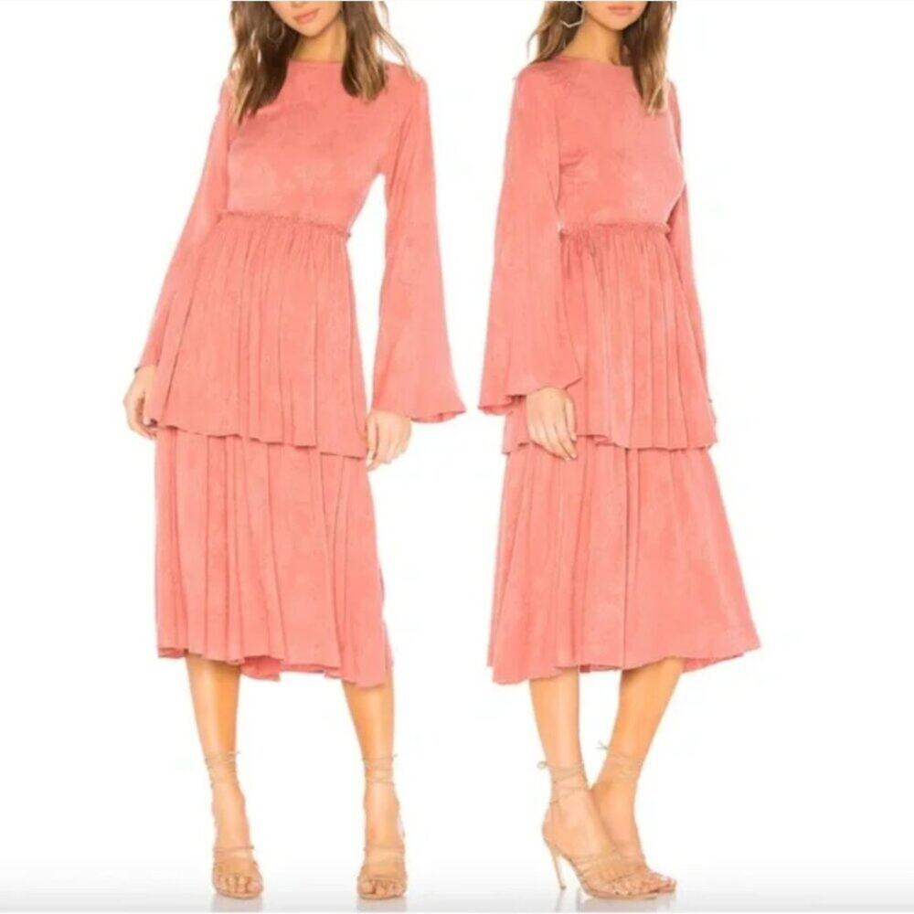 Tularosa Kennedy Tiered Midi Dress in Dusty Rose